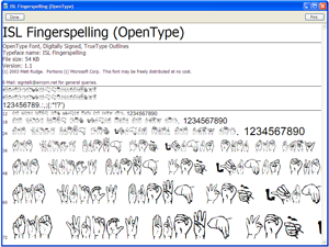 ISL Fingerspelling font